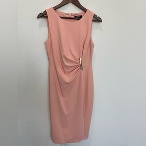 Dkny Pink Ruched Sheath Midi Dress